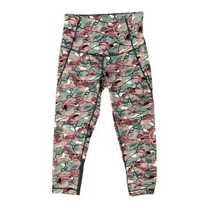 Zella Legging Womens S Small Camouflage Cropped Mid Rise Stretch Mesh Panel Hem